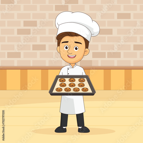 Man baking cookies Royalty Free Vector Image