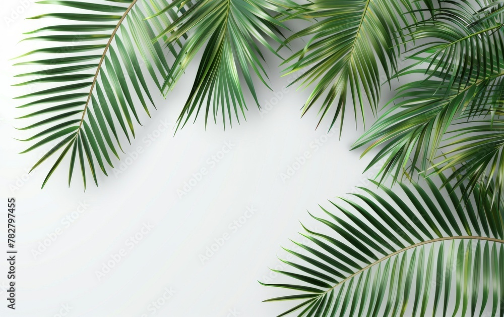 Fototapeta premium Green leaves isolated on white background and free copy space
