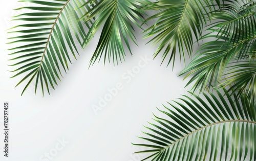 Green leaves isolated on white background and free copy space