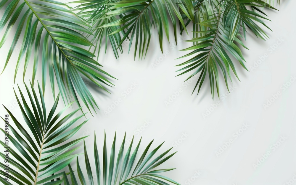 Fototapeta premium Green leaves isolated on white background and free copy space