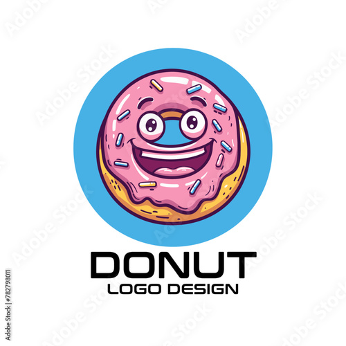 Donut Cartoon Vector Logo Design photo