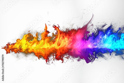 Colorful rainbow color transparent realistic burning fire flame, fire flame transparent background png file, realistic fire effect, Generative AI