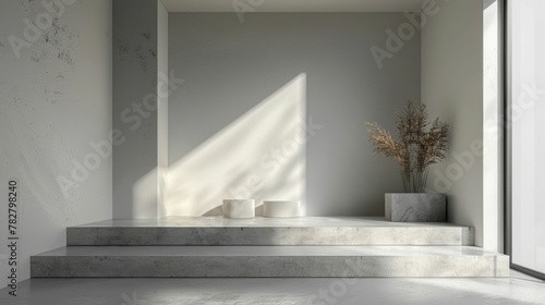 Minimalist Platform Stage Offering Clarity and Focus in Serene D Rendered Setting photo