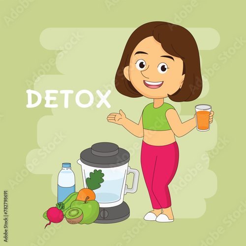 Woman drinking cold drinks for detox