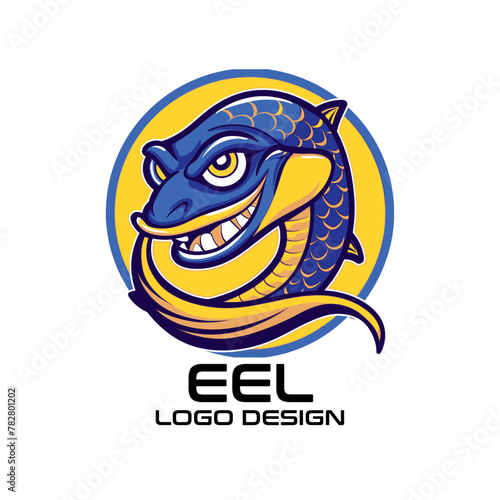 Eel Cartoon Vector Logo Design