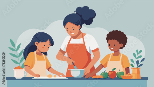 An older sister teaching her younger siblings how to cook simple yet nutritious meals on a budget.