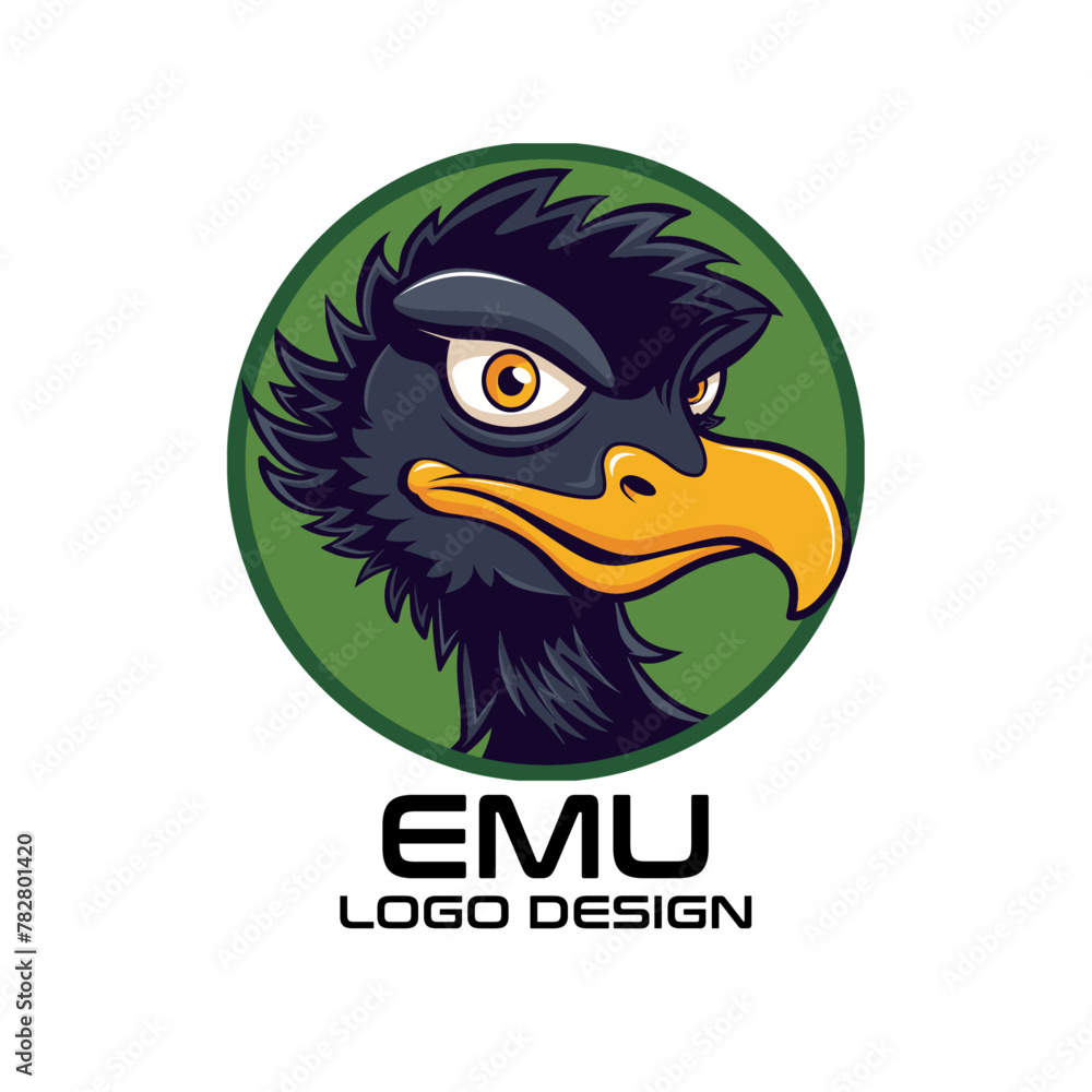 Naklejka premium Emu Cartoon Vector Logo Design