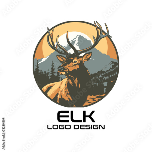 Elk Cartoon Vector Logo Design