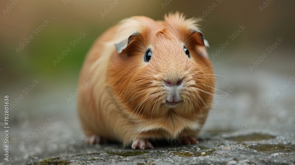 Create an adorable image featuring a guinea pig, showcasing its full body and capturing its charming and gentle nature.  