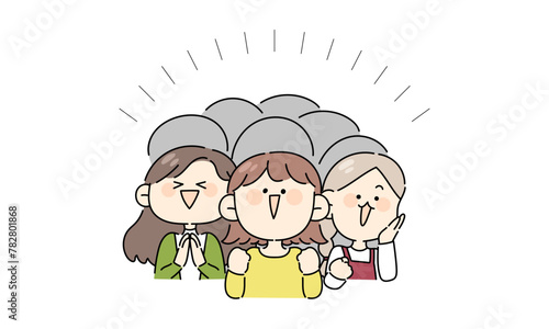 喜ぶ女性たちのイラスト