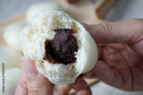 Obraz na plátně steamed bun with red bean paste filling