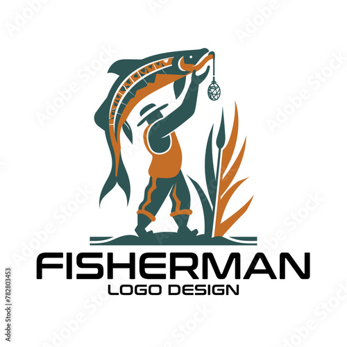 Fisherman Vector Logo Design