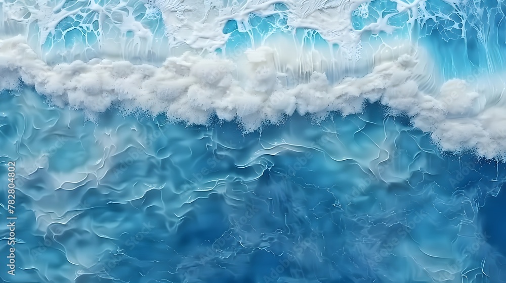 Fototapeta premium Blue sea texture with waves. Aerial view of ripple sea waves. Water sea or ocean for background. For Design, Background, Cover, Poster, Banner, PPT, KV design, Wallpaper, news