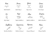 Vector doodle astrology signs. Isolated on a white background. Simple line icons