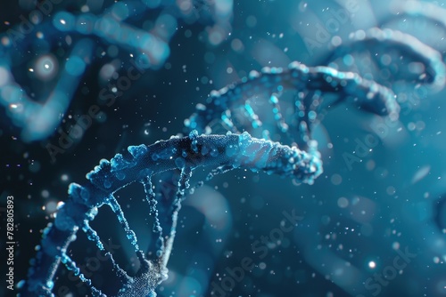 DNA chain on blue background, DNA chain under high microscope