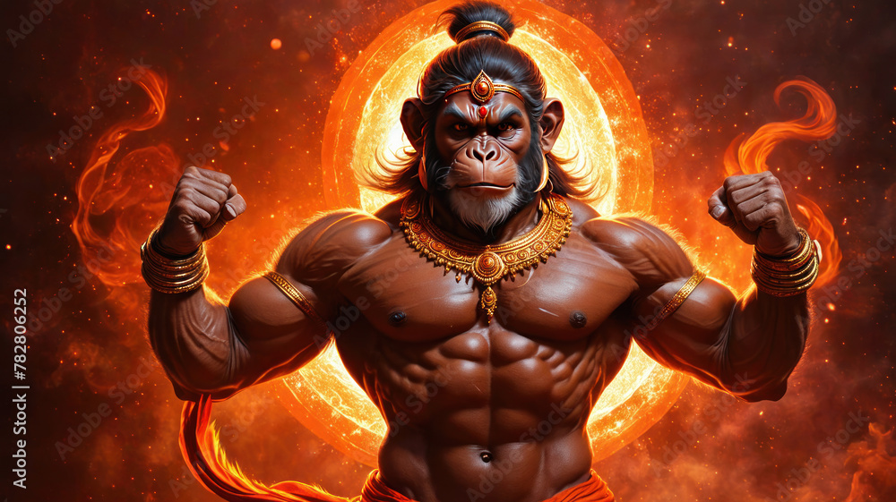 Lord Hanuman Illustration. AI Generated