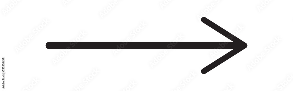 Straight line with point on start and arrow on finish. Symbol of direction, aim, target, path, easy challenge, fast way, ideal plan isolated on white background. Vector graphic illustration