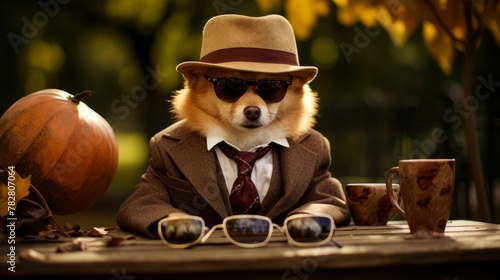 Picture a dapper fox in a tailored tweed suit, complete with a bowler hat and a monocle. Against a backdrop of English countryside, it exudes old-world charm and gentlemanly grace. Mood: refined and s