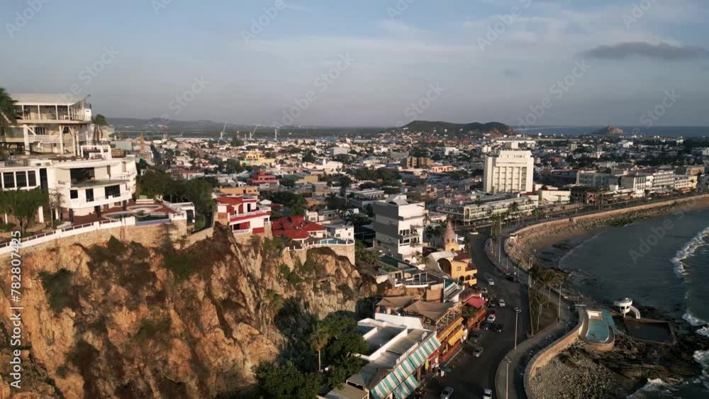 Aerial Mazatlan Mexico view of traffic coastline road Aerial Mazatlan Mexico view of traffic coastline road