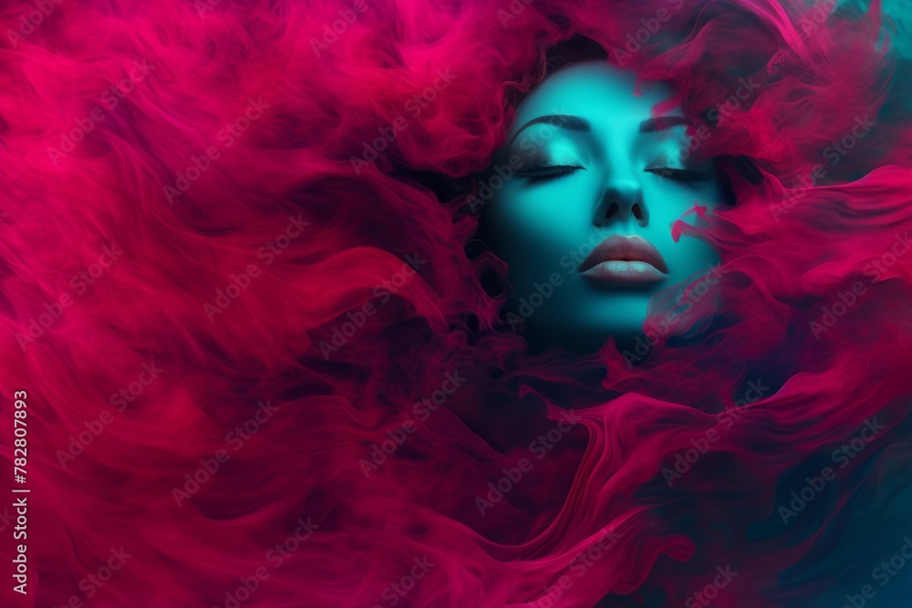A vibrant magenta and teal background with contrast