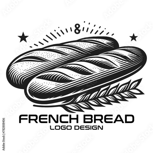 French Bread Vector Logo Design photo