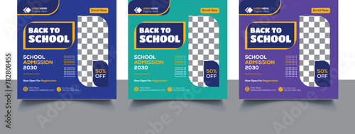 School Admission Social Media Post Banner Promotion Ads | Educational Social Media Most Square Flyer Back To School | Web Banner Design Template With Various Colors Bundle