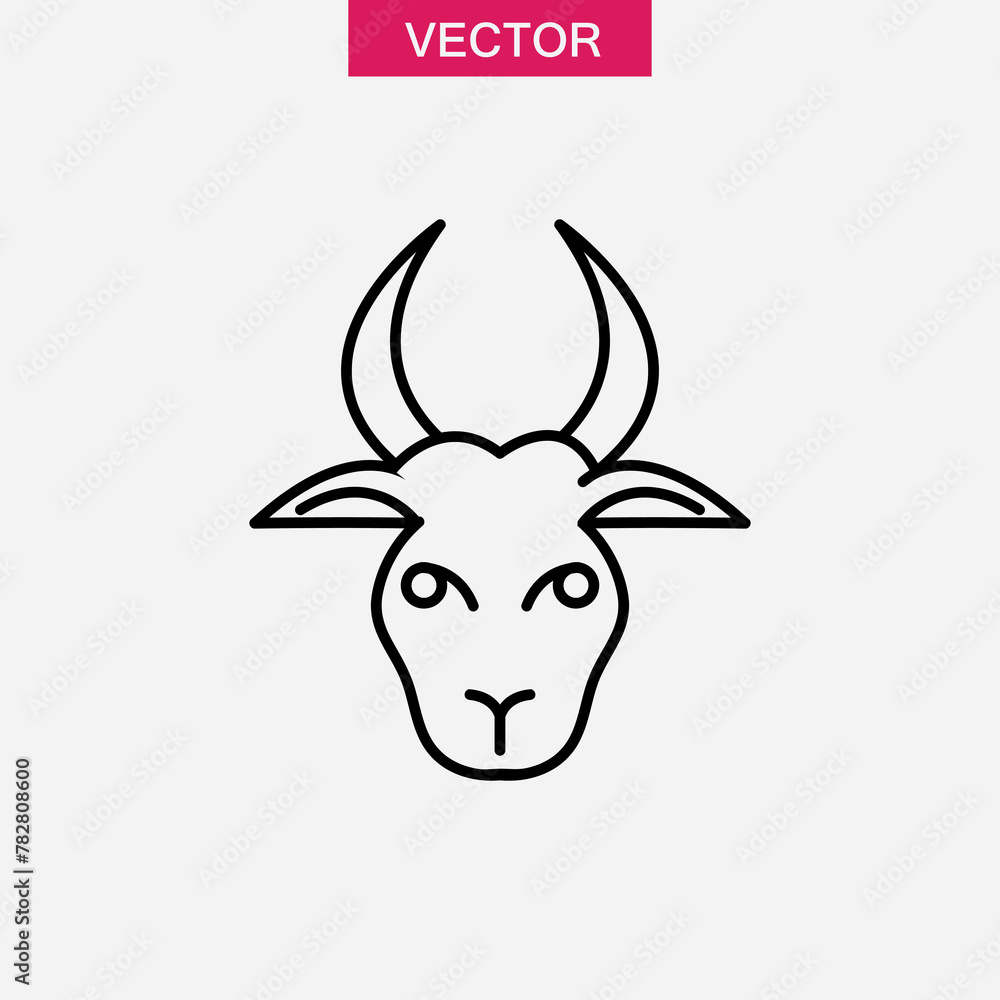 Goat head line icon, vector flat liner animal head illustration for web app..eps Goat head line icon, vector flat liner animal head illustration for web app..eps