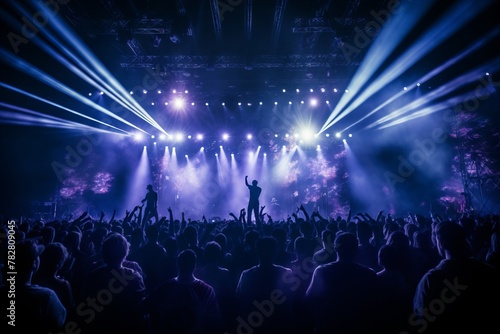 Dynamic stage lights at a rock concert photo