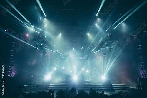 Dynamic stage lights illuminating a live concert