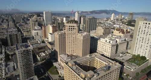 Nob Hill, San Francisco CA USA, Aerial View of Downtown Buildings on Sunny Day photo