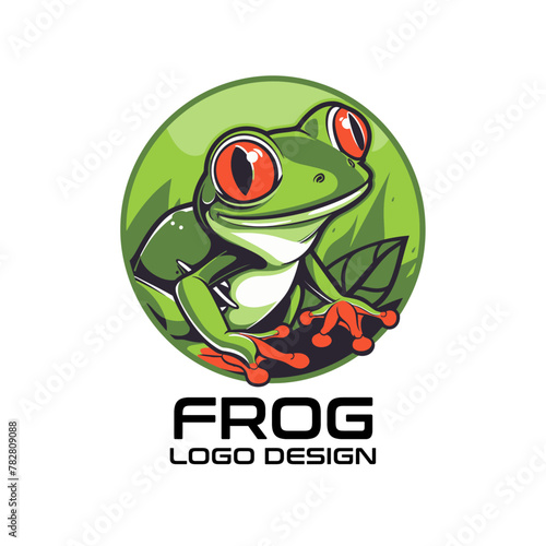 Frog Cartoon Vector Logo Design photo