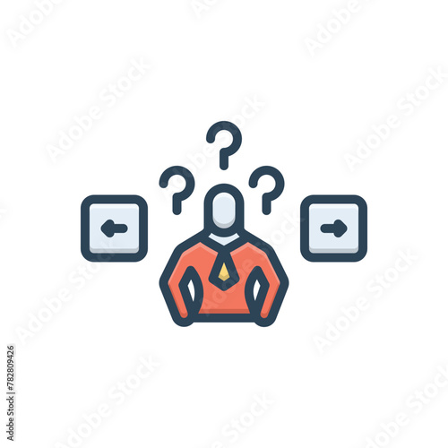 Color illustration icon for decision making
