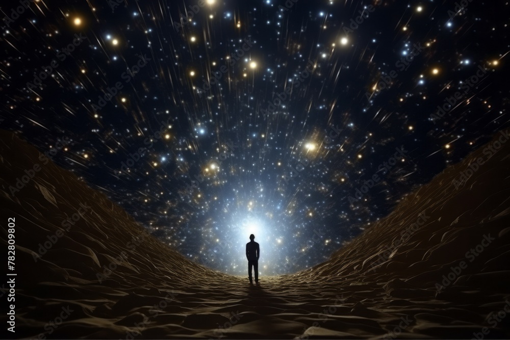 Fototapeta premium The universe's secrets and a man