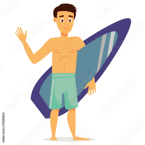 young man in shorts with a swimming board