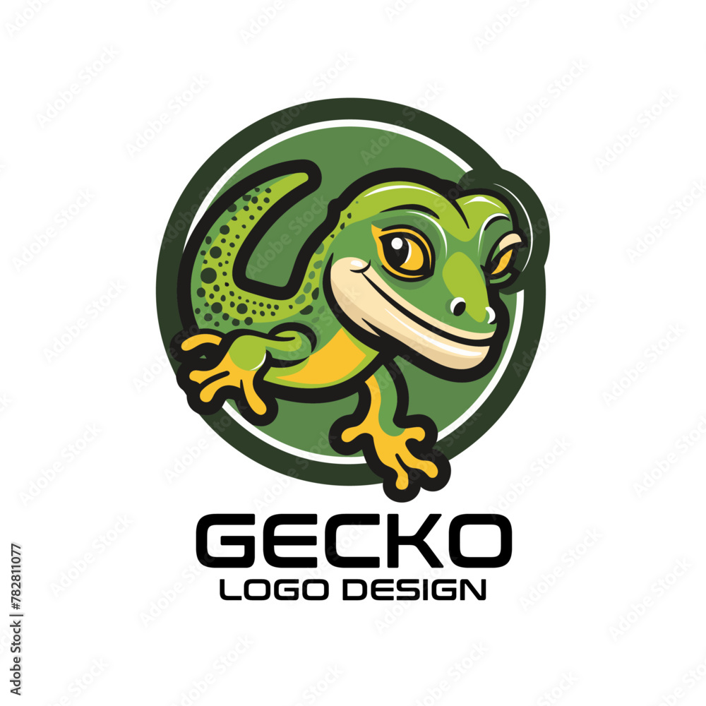 Gecko Cartoon Vector Logo Design Gecko Cartoon Vector Logo Design