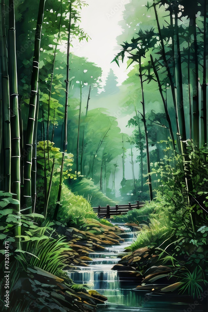 Fototapeta premium bamboo forest, capturing the elegance of the tall stalks and the intricate patterns of their naturally