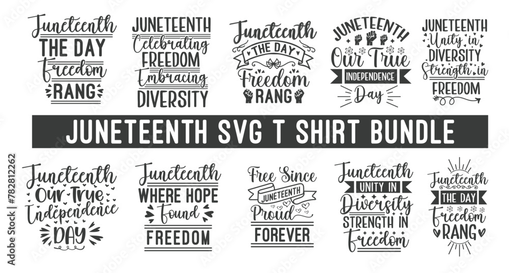 Fototapeta premium Juneteenth svg t shirt design bundle