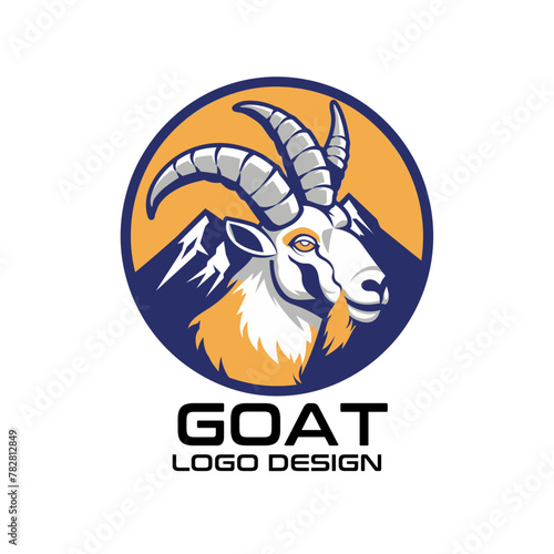 Goat Cartoon Vector Logo Design photo