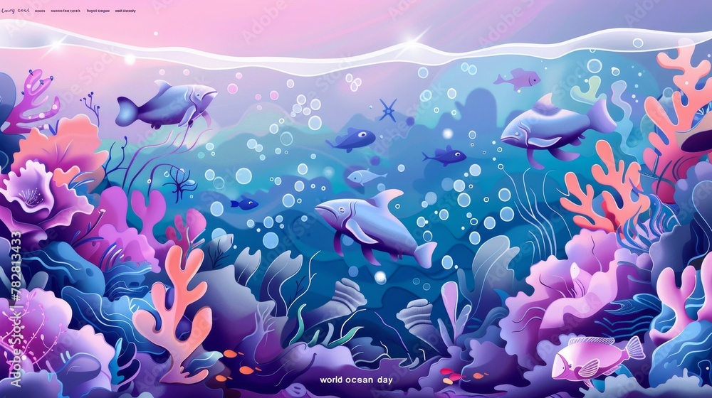 Gradient “world ocean day” illustration
