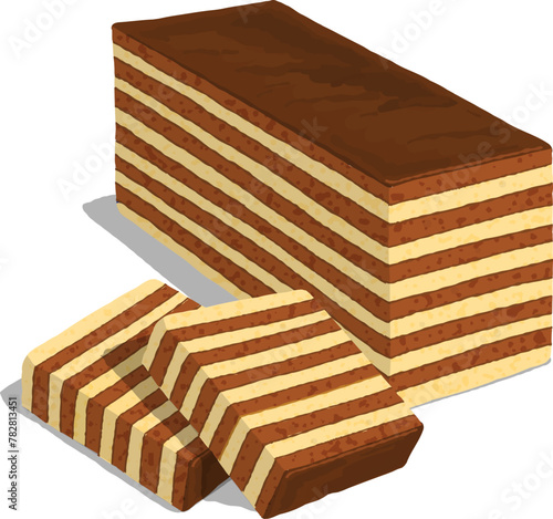 Vector Hand Drawn Art & Illustration Sarawak Layer Cake Chocolate Flavour