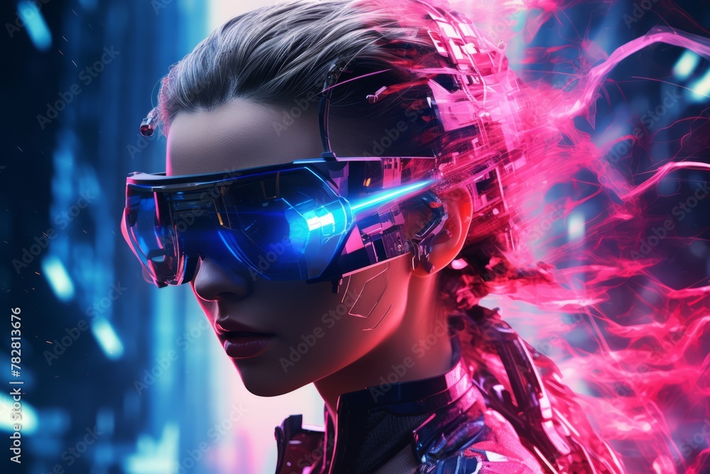 A futuristic woman wearing a futuristic helmet and glasses A futuristic woman wearing a futuristic helmet and glasses
