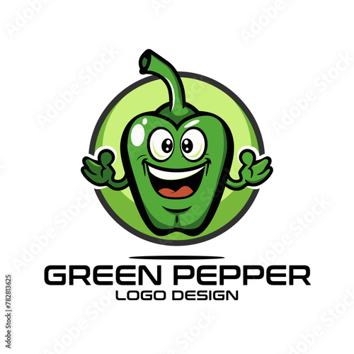 Green Pepper Vector Cartoon Logo Design