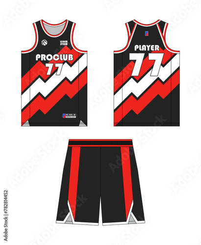 Basketball jersey template design, basketball uniform mockup design, vector sublimation sports apparel design, jersey basketball ideas. Vector design.
