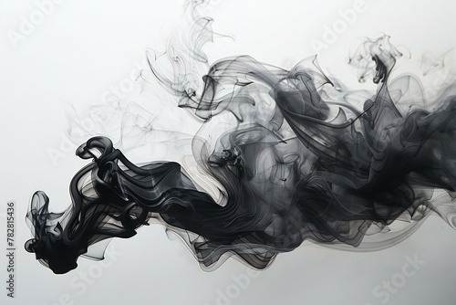 Black smoke isolated on white background,abstract black smoke on white background