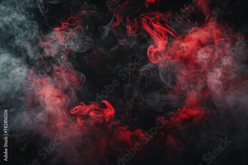 Red and black steam on a black isolated background, Copy space