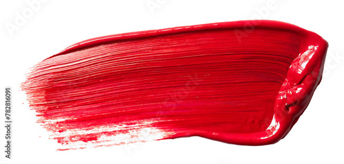 Red paint, brush stroke or stain isolated on white background