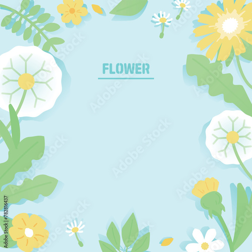 다채로운 꽃 일러스트 배경 프레임 05