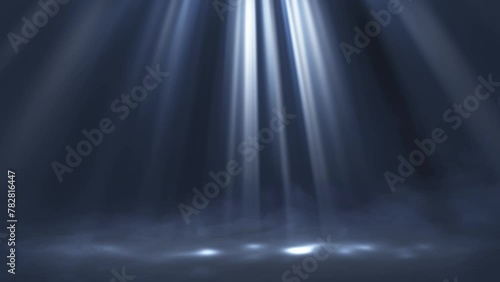 Abstract light ray stage animation with floor lights and smoke, concept, ideas, 4k