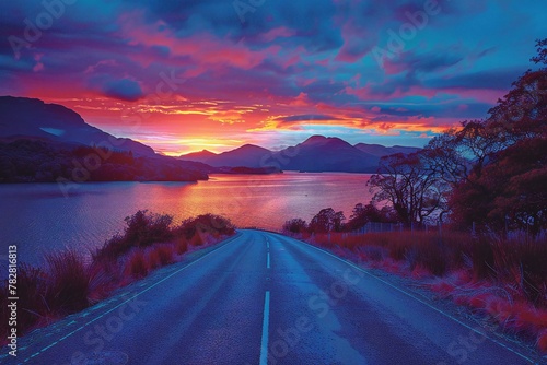 Beautiful sunset over Lake Wakatipu, Queenstown, New Zealand