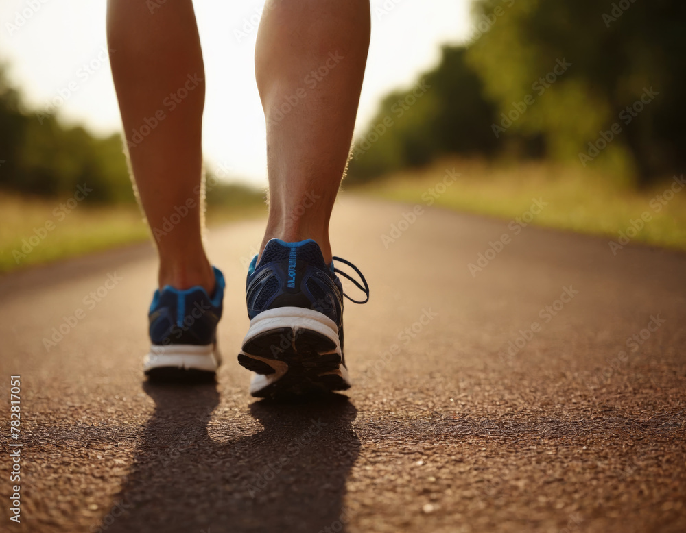 Close-Up of Walking Shoes on Sunny Road